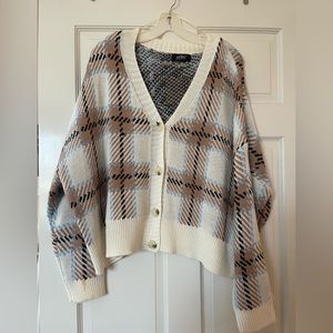 just polly over sized plaid sweater- size L/XL